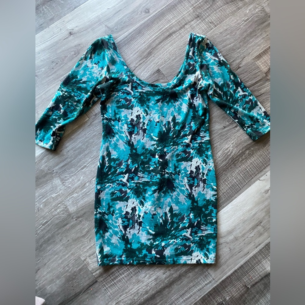 Wet Seal Teal Mini Women's Mid Sleeve Dress size Large